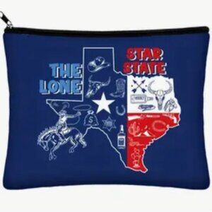 THE LONE STAR STATE THEMED COSMETIC ZIPPER POUCH BAG